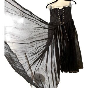 Vintage Y2K Black Corset with Eyelet skirt S